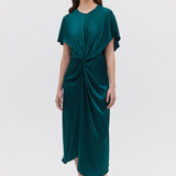 PETROL SILK ILLUSIONIST DRESS