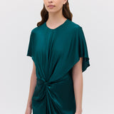 PETROL SILK ILLUSIONIST DRESS