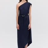 NAVY SATIN CREPE IBIZA DRESS