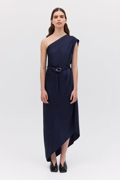 NAVY SATIN CREPE IBIZA DRESS โ Bianca Spender