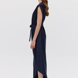 NAVY SATIN CREPE IBIZA DRESS