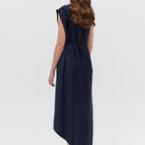 NAVY SATIN CREPE IBIZA DRESS