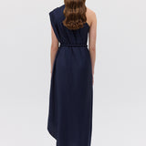 NAVY SATIN CREPE IBIZA DRESS