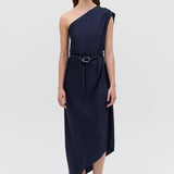 NAVY SATIN CREPE IBIZA DRESS