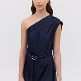 NAVY SATIN CREPE IBIZA DRESS