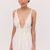 WHITE SILK CDC ASCENDENT GOWN