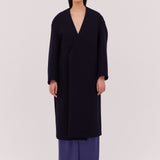 NAVY COATING ENFOLD COAT