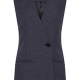 NAVY LINEN ELLIPSIS VEST