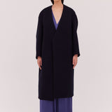 NAVY COATING ENFOLD COAT