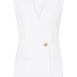 WHITE TEXTURED SUITING ELLIPSIS VEST