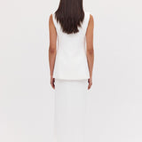 WHITE TEXTURED SUITING ELLIPSIS VEST