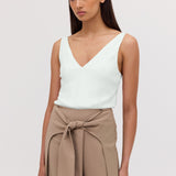 IVORY SATIN CREPE CLAUDE TANK