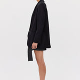 BLACK SATIN CREPE ISABEL JACKET