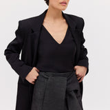 BLACK SATIN CREPE ISABEL JACKET