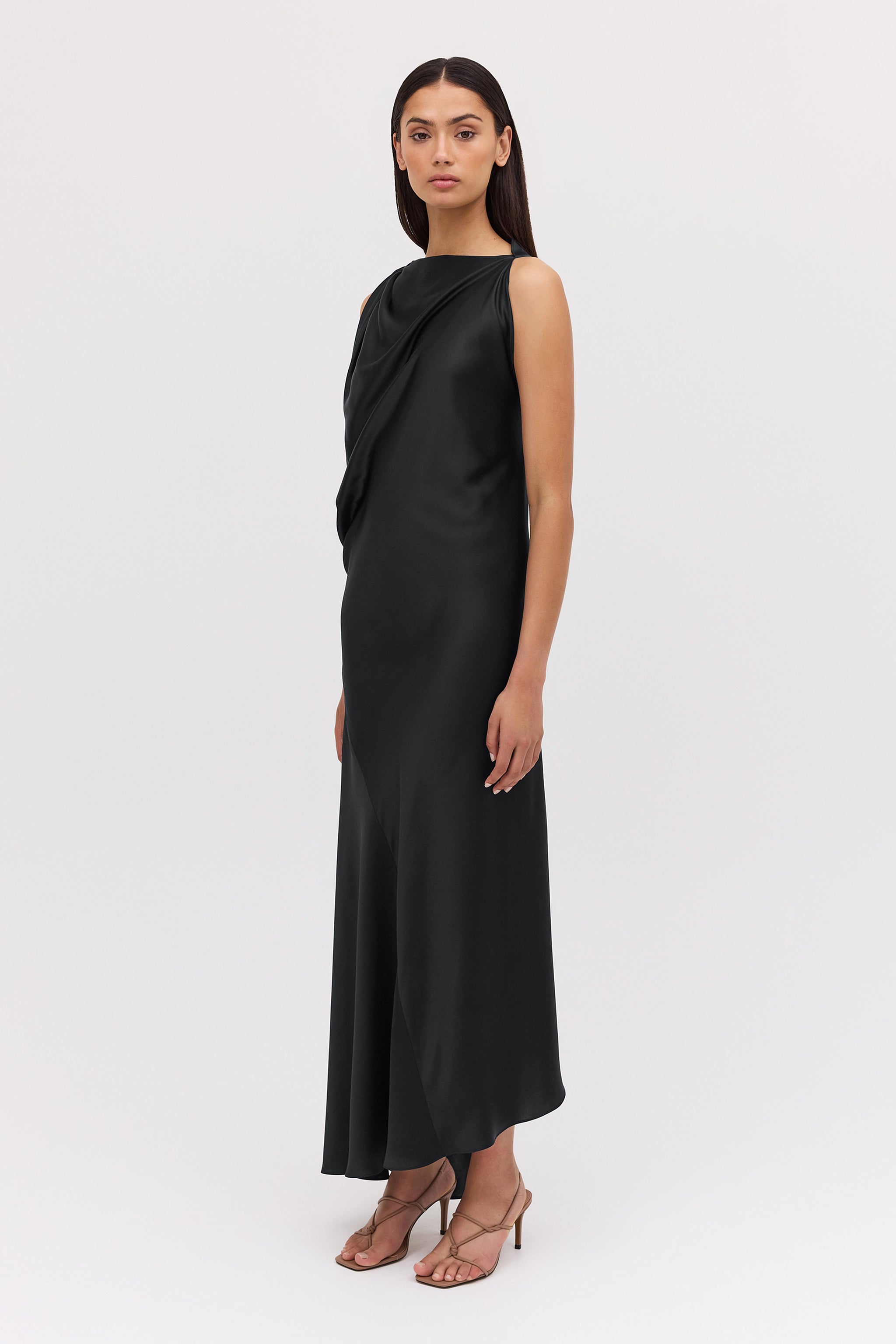BLACK SILK ROMA GOWN