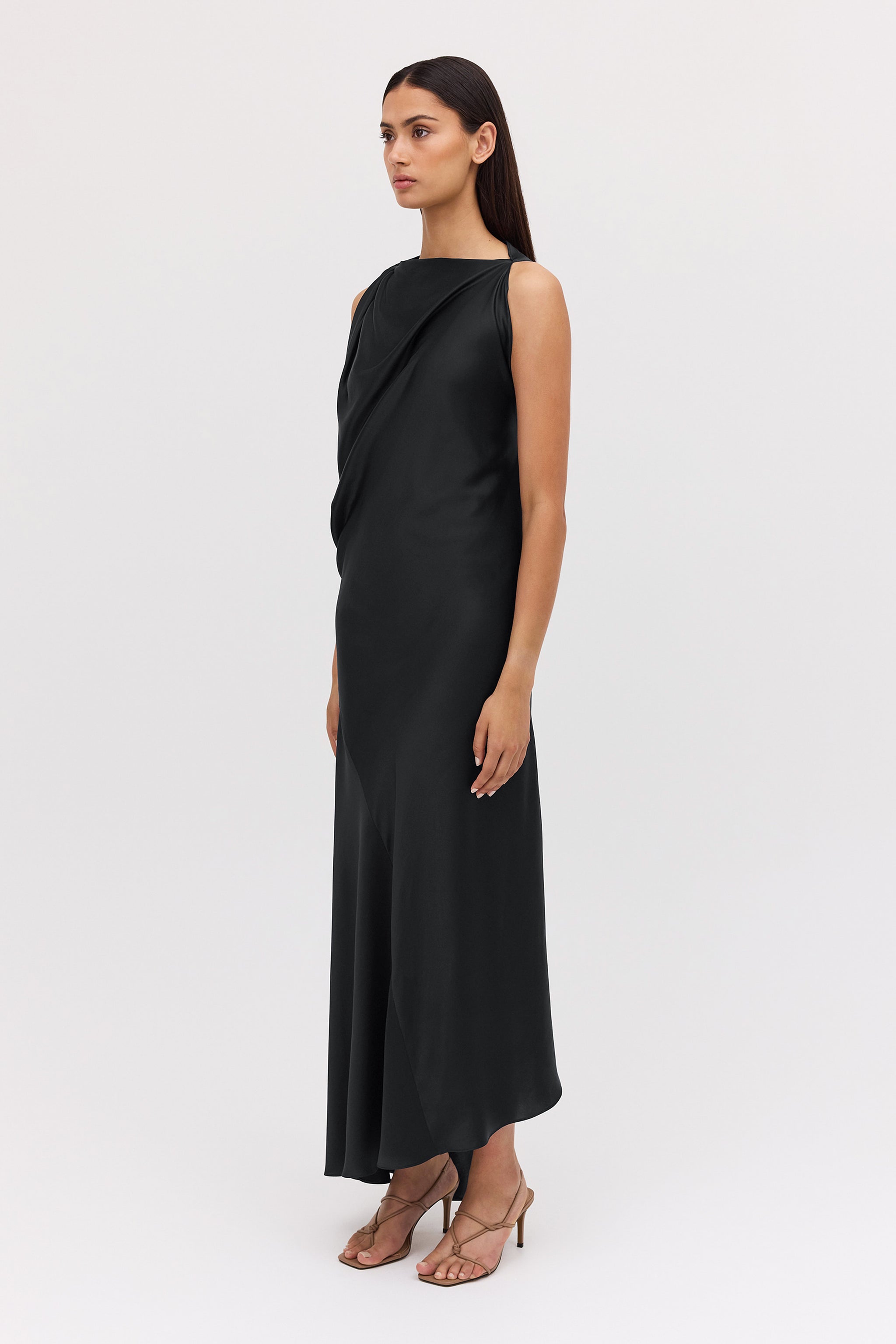 BLACK SILK ROMA GOWN