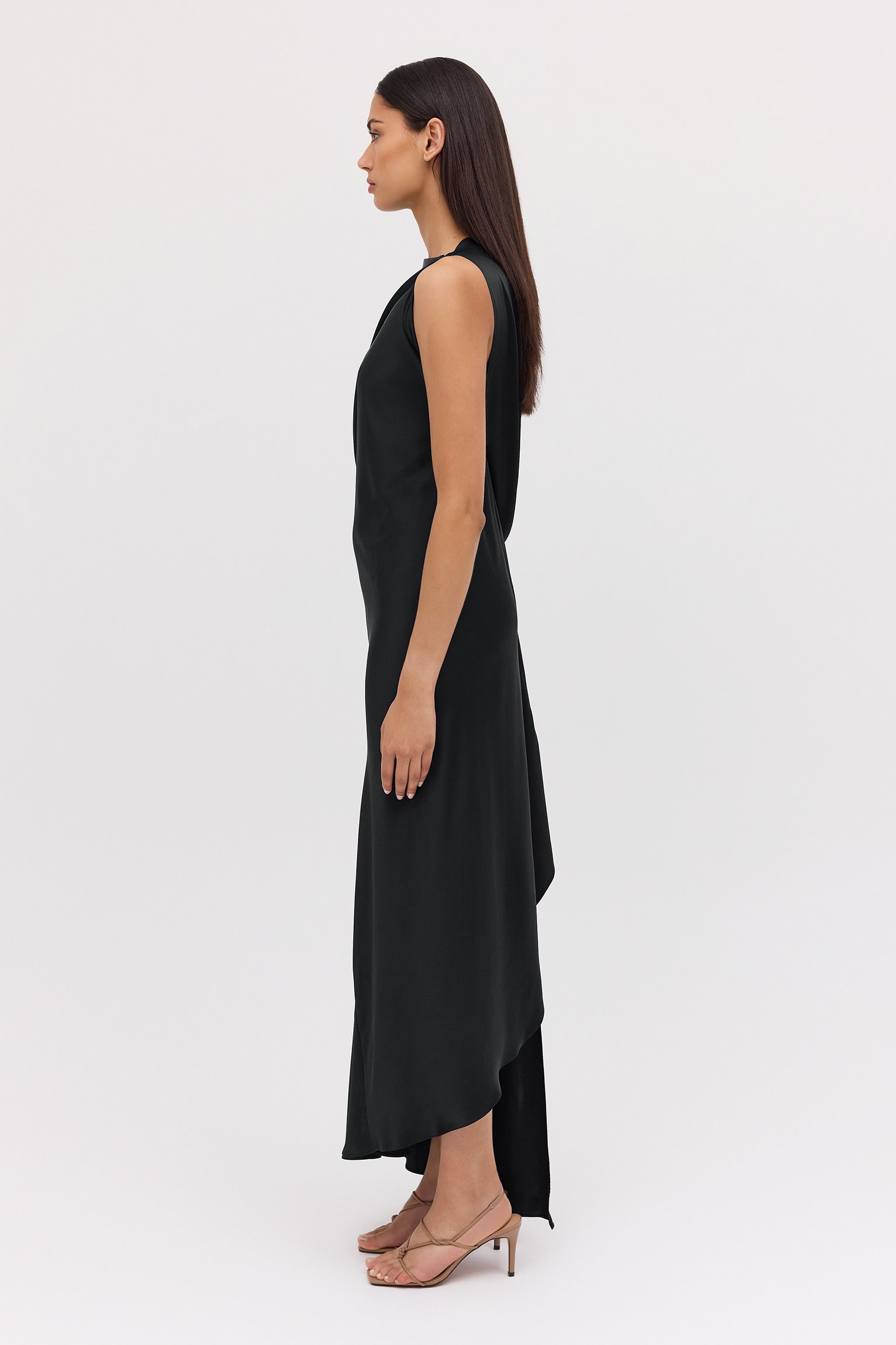 BLACK SILK ROMA GOWN