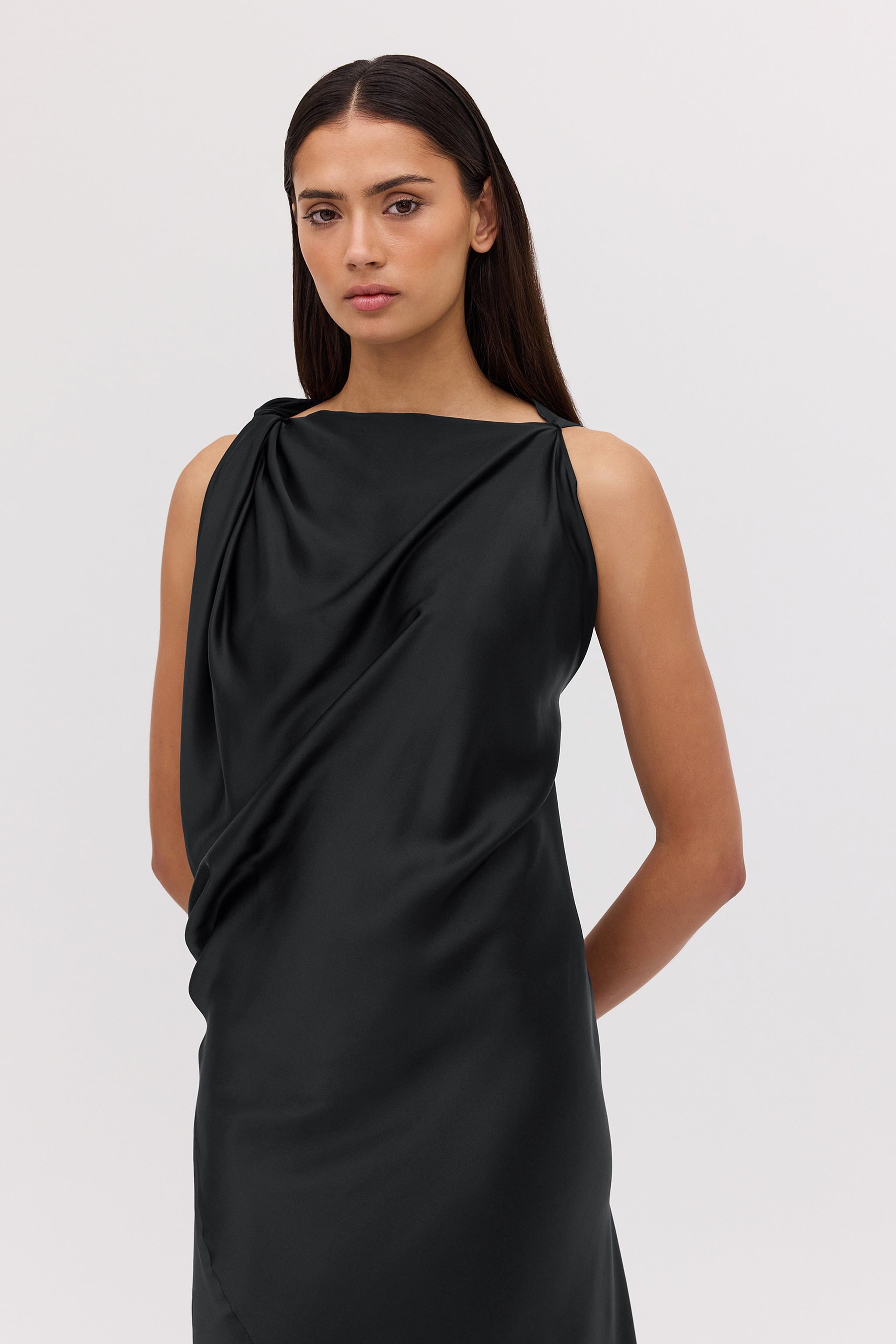 BLACK SILK ROMA GOWN