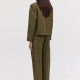 KHAKI LINEN ISABEL CROP JACKET