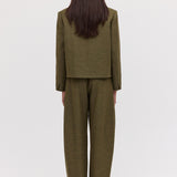 KHAKI LINEN ISABEL CROP JACKET