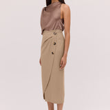 LATTE SUITING INCURVED SKIRT