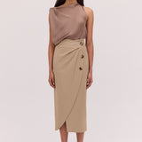 LATTE SUITING INCURVED SKIRT