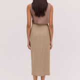 LATTE SUITING INCURVED SKIRT