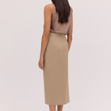 LATTE SUITING INCURVED SKIRT