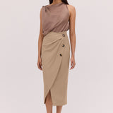 LATTE SUITING INCURVED SKIRT