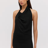 BLACK SATIN SYNC DRESS