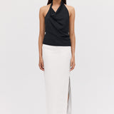 BLACK SATIN SYNC TOP