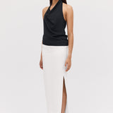 BLACK SATIN SYNC TOP