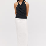 BLACK SATIN SYNC TOP