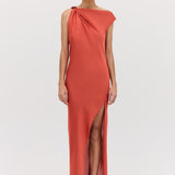 CORAL CHIFFON FORM DRESS