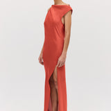 CORAL CHIFFON FORM DRESS