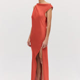 CORAL CHIFFON FORM DRESS