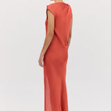 CORAL CHIFFON FORM DRESS