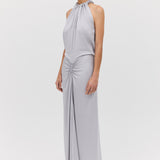 SILVER SATIN MAJORCA DRESS