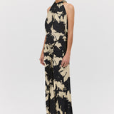 BLACK BLOOM CREPE MAJORCA DRESS
