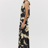 BLACK BLOOM CREPE MAJORCA DRESS