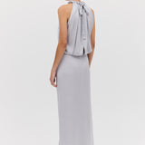 SILVER SATIN MAJORCA DRESS