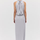 SILVER SATIN MAJORCA DRESS