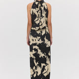 BLACK BLOOM CREPE MAJORCA DRESS