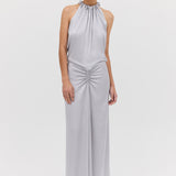 SILVER SATIN MAJORCA DRESS