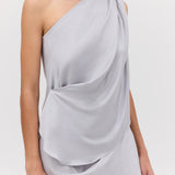 SILVER SATIN ANTONIA TOP