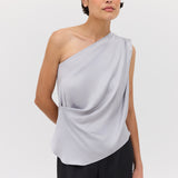 SILVER SATIN ANTONIA TOP