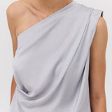 SILVER SATIN ANTONIA TOP