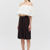 CHOCOLATE SATIN SUITING SURGES SHORT