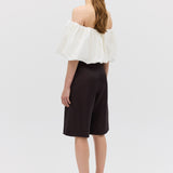 CHOCOLATE SATIN SUITING SURGES SHORT