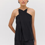 BLACK SILK LOOKING GLASS CAMI